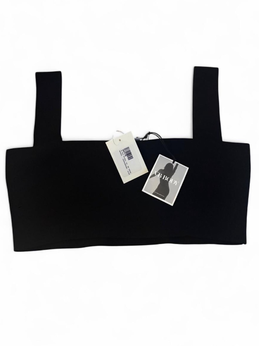 Victoria Beckham Black Square Crop Top with Wide Straps